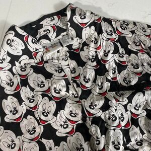 Vintage Walt Disney‎ World 100% Silk Mickey Mouse Sleep Shirt Pajama Top XL